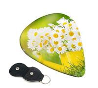 Summer Floral Daisies Flower Guitar Plectrum Juego de 6 piezas para guitarra acústica, guitarra eléctrica, bajo, ukelele: fino, mediano y grueso