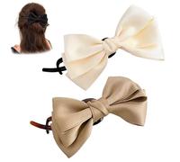 Summer Flower Hair Clip, 2PCS Cute Flower Claw Clips for Thick Hair, French Tulip Large Hair Clips, Hawaii Beach Hair Accessories for Women, Easy Fast Snap Roll Hair Tool (Bowknot-B)