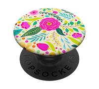 Summer Flower Modern Colorful Cute Garden Botanical Floral PopSockets PopGrip Adhesivo