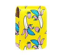 Summer Food Banana Strawberry Art Pattern Lip Gloss Holder Estuche portátil Mini Lipstick Storage Box Travel Lipstick Organizer Case with Mirror for Women., Varios colores, 9.5x2x7 cm/3.7x0.8x2.7 in