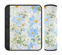 Summer Fresh Blue Daisies - Paquete de 2 fundas para correas de asiento de automóvil, conducción más cómoda, almohadillas para los hombros del automóvil para cinturones de seguridad para la mayoría de