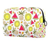 Summer Fruits - Bolsa de cosméticos para mujer, diseño de sandía, piña, kiwi, bolsa organizadora grande con cremallera, multicolor, 18.5x7.5x13cm/7.3x3x5.1in, Neceser