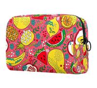 Summer Fruits - Bolsa de cosméticos para mujer, diseño de sandía, piña, plátano, bolsa organizadora grande con cremallera, multicolor, 18.5x7.5x13cm/7.3x3x5.1in, Neceser