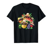 Summer Fruits Limón Limón Durazno Uvas Gafas de Sol Melón Diversión Camiseta