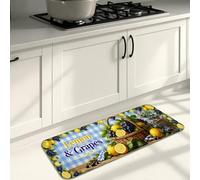 Summer Fruits - Tapetes de cocina para piso, limón y uvas, vintage, rústicas, suaves, acolchados, cómodos, lavables, para fregaderos de cocina, lavandería, baño, 16 x 47 pulgadas