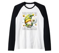 Summer Gnome For Funny Gardener Floral Dandelion Flower Camiseta Manga Raglan