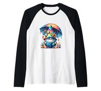 Summer GNOME For Teacher Reading Books Under Sun Parasol Camiseta Manga Raglan