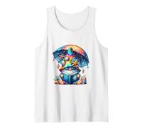 Summer GNOME For Teacher Reading Books Under Sun Parasol Camiseta sin Mangas