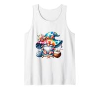 Summer GNOME with Tie Dye Hat and Coconut For Beach Lover Camiseta sin Mangas