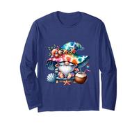 Summer GNOME with Tie Dye Hat and Coconut For Beach Lover Manga Larga
