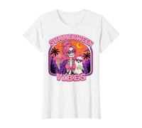Summer Halloween Skeleton Costume, Spooky Summerween Graphic Camiseta gráfica económica, Mujer, Blanco, M