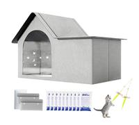Summer House & Cat Cooling House - Outdoor Pet Shelter with Insulated Layers & Ice Packs, Foldable Dog House for Indoor/Outdoor Heat Relief (Grey M-40 * 37 * 30cm)