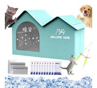 Summer House & Cat Cooling House - Outdoor Pet Shelter with Insulated Layers & Ice Packs, Foldable Dog House for Indoor/Outdoor Heat Relief (Green XL-72 * 40 * 48cm)