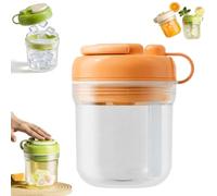 Summer Ice Cup - 3 in 1 Water Cup, Ice Cube Cups with Lid & Molds, Squeeze Ices Bottle with Handle for Coffee, Juice, Smoothie, Freezer, Travel, Gym & Home Use (Orange,550ml)