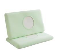Summer Ice Silk Pillowcase Cool Sensation Memory Single Piece Design Universal Machine Washable(Mint Green [Small Ice Skin Cooling Memory Pillowcase] One Pair,40cm x 60cm)