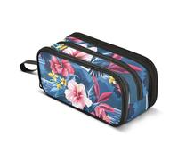 Summer Island - Estuche tropical para lápices, gran capacidad, para niños y niñas, 3 compartimentos, organizador de papelería, estuche para escuela, oficina, trabajo, Summer Island Tropical, Talla