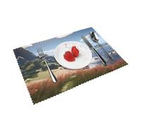 Summer Island - Juego de 4 manteles individuales personalizados con patrón de playa, manteles individuales únicos para decoración de mesa de comedor, manteles individuales de poliéster resistentes al