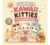 Summer Kawaii Kitties Coloring Book: 40 Cute and Easy Summer Coloring Pages | Beach Fun, Camping, Picnics, Treasure Hunts and Outdoor Adventures (Kawaii Animal Coloring Books for Kids)