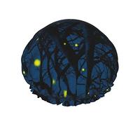 Summer Magic Fireflies In Trees Gorro de ducha impermeable, Gorro de baño elástico Gorro de baño de protección ambiental Gorros de baño para el cabello, Capas impermeables dobles Gorro de ducha de b