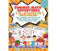 Summer Math Adventures: 5-in-1 Workbook for Preschoolers Ages 3-5: Fun Number Tracing, Counting, Addition, Patterns & Shapes with Cut & Glue ... Travel Workbook for Road Trips & Vacations