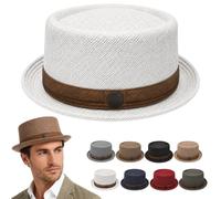 Summer Mesh Pork Pie Hat, Porkpie Fashion Hat for Men Women Unisex, Vintage Bowler Derby Cap, Cool Cooling Beach Party Cap (White)