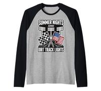 Summer Nights and Dirt Track Lights Carreras Camiseta Manga Raglan