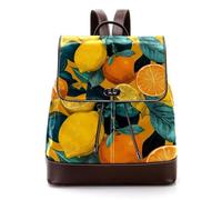 Summer Oranges and Lemons - Mochila de piel sintética para laptop, mochila de viaje para mujer, Multicolor 01, 27x12.3x32cm