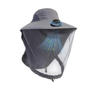 Summer Personal Sun Hat with Fan - Wide Brim UV Protection Cap | Fabric Unisex Outdoor Cooling Hat with Built-In Fan For Fishing Hunting Camping Cycling Hiking Travel Dark Gray Light Gray Black