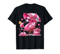 Summer Pink Flamingo Beach Drink Sand Cruise Vacaciones Mujeres Camiseta