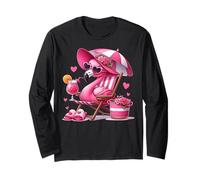 Summer Pink Flamingo Beach Drink Sand Cruise Vacaciones Mujeres Manga Larga