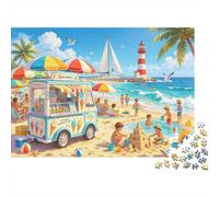 Summer Playa Puzzle 1000 Piezass Recyclable Paper Lighthouse Puzzles para Adultos Party Game Props Developing Boy & Girl‘s Inteligencia Educational 70x50cm/1000pcs