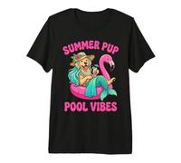 Summer Pup Pool Vibes Retriever Mermaid Camiseta Premium