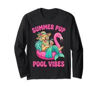 Summer Pup Pool Vibes Retriever Mermaid Manga Larga