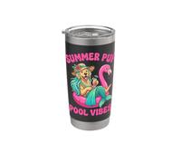 Summer Pup Pool Vibes Retriever Mermaid Vaso térmico de acero inoxidable de doble pared