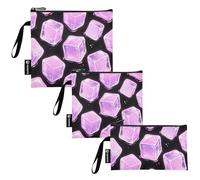 Summer Purple Ice Cube - Paquete de 3 bolsas reutilizables con cremallera para almuerzo, para niños, estudiantes, adultos