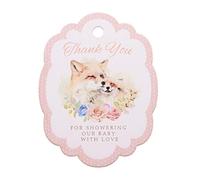 Summer-Ray - Etiquetas de agradecimiento con texto en inglés "Thank You for Showering Our Baby with Love Fox", 50 unidades, color rosa