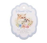 Summer-Ray - Etiquetas de agradecimiento con texto "Thank You for Showering Our Baby with Love Fox", 50 unidades, color azul