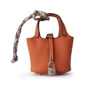Summer-Ray - Mini bolso de piel para mujer, hecho a mano, con colgante de candado y bufanda, naranja, Muerto