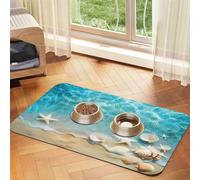 Summer Sand Beach - Alfombrilla de alimentación para mascotas (40 x 60 cm) | Alfombrilla de alimentación absorbente para perros y gatos, parte trasera de goma antideslizante, fácil de limpiar