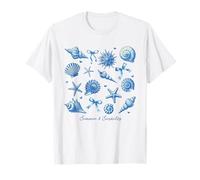 Summer & Seashells Coastal Beach Estrellas de mar Conchas Arcos Corazones Camiseta