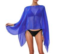 Summer Solid Color Style Fashionable Sun Pullover Scarf Wrap Swimwear Cover Up (Blue, One Size)
