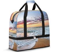 Summer Sunrise Beach Ocean Theme Travel Duffle Bag for Women Men Weekend Overnight Bags Folding Wet Seperated 47L Tote Bag for Sports Gym Yoga, color, 47L, Organizador de bolsas
