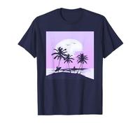 Summer Surfer Sunset Scene Tropical Beach Purple Vibes Camiseta