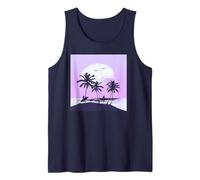 Summer Surfer Sunset Scene Tropical Beach Purple Vibes Camiseta sin Mangas