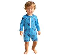 Summer Swimwear Piece Rash Guard Style with and Seashell Print For Sunny Beach Days (Sky Blue-f, 1-2 Years)