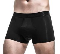 Summer Thin transparente Ice Silk para hombres transpirables y cómodos calzoncillos elásticos, Negro , XXL