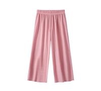 Summer Trousers Girls Wide Leg Pleated Trousers Children's Elastic Waist Culotte Dress Suit Pants Kids Loose Fit Soft Plain Casual Pants Solid Color Jogging Bottoms