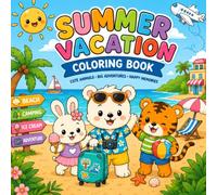 Summer Vacation Coloring Book: 40 Cute Coloring Pages with animals • Funny Beach Adventures, Camping, Ice Cream, Road Trips & Happy Summer Fun for Kids Ages 4-8