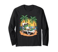 Summer Vacation Frog Beach Cute Tropical Fun Animal Design Manga Larga