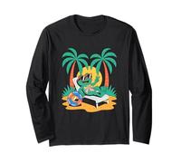 Summer Vacation Frog Beach Cute Tropical Fun Animal Design Manga Larga
